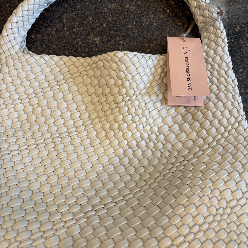 Woven Cream Tote Bag